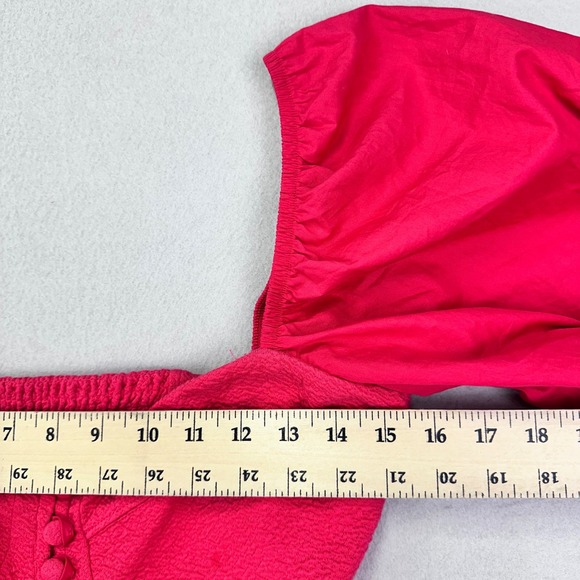 Maeve By Anthropologie Mini Dress Womens S‎ Pink Puff Sleeve Cotton Wedding - Picture 9 of 12